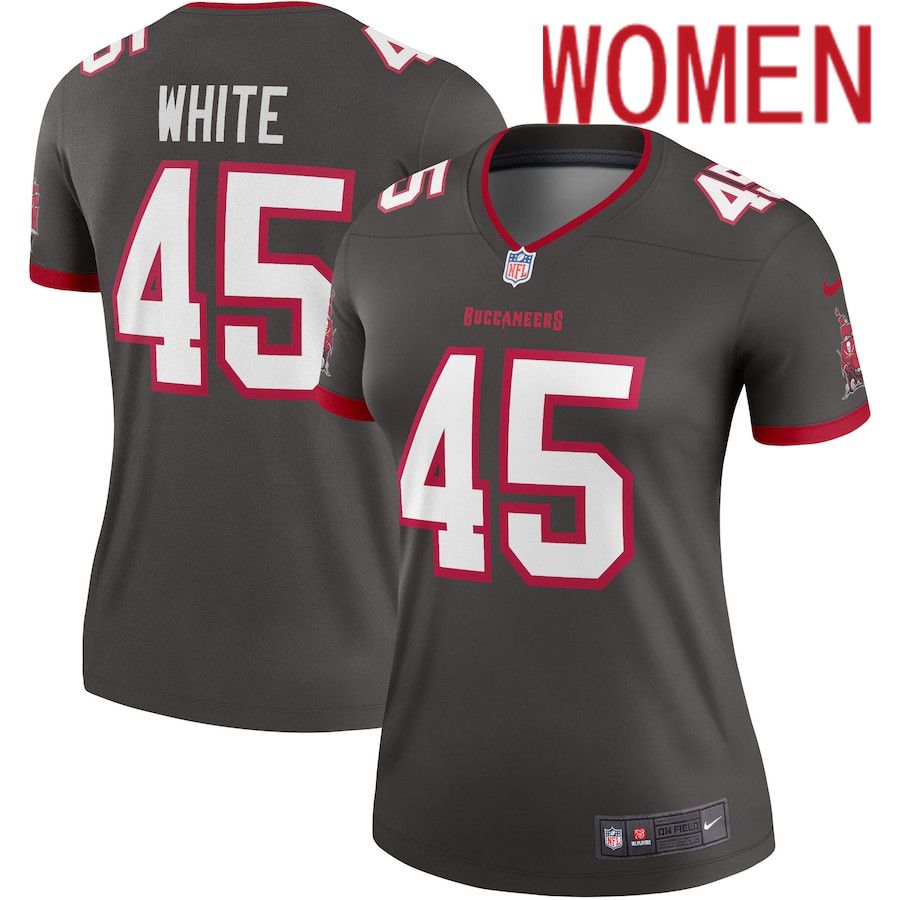 Women Tampa Bay Buccaneers #45 Devin White Nike Pewter Alternate Legend NFL Jersey